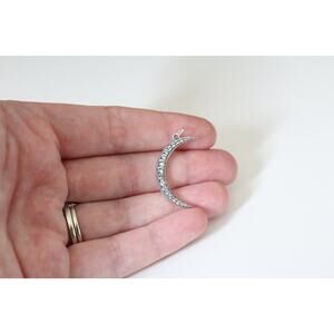 Sterling Silver Crescent Moon Pendant with Nano Gems Charm